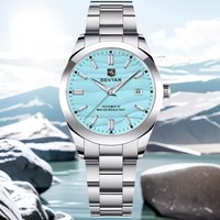 Montre mécanique BENYAR 5208 pour hommes d'affaires, aiguilles lumineuses, montre automatique pour homme, étanche, affichage du jour, tourbillon, luxe, Reloj