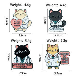 Broche de Gato con Diseño Creativo de <span class=keywords><strong>Doctor</strong></span> y Enfermera, Pin de Aleación Esmaltada Antiexposición, Accesorio de Ropa - Product Image 4