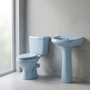 Classic Design Two Piece Toilet WC Commode With Pedestal Wash Basin Bathroom Sanitary Ware Combo Set - Product Image 4