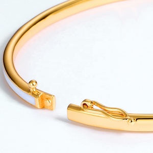 Mode <span class=keywords><strong>or</strong></span> vermeil moitié émail double couleur 925 <span class=keywords><strong>bracelet</strong></span> <span class=keywords><strong>jonc</strong></span> en argent massif - Product Image 4