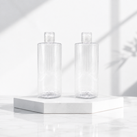 Botella de PET Transparente de 550 ml para Champú, Gel de Ducha, Loción, Recargable, con Tapa de Rosca, Envase Cilíndrico para Hogar, Salón, Spa