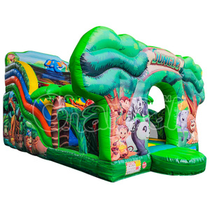 Toboggan gonflable de château de forêt de jungle parcours d'obstacles gonflable <span class=keywords><strong>lit</strong></span> de saut pull gonflable commercial toboggan sec toboggans - Product Image 1