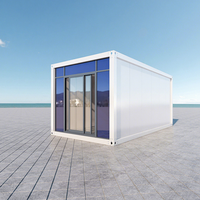 Maison conteneur préfabriquée économique en kit, fabriquée en Chine, avec une pièce de vie et une porte vitrée mobile de 3m