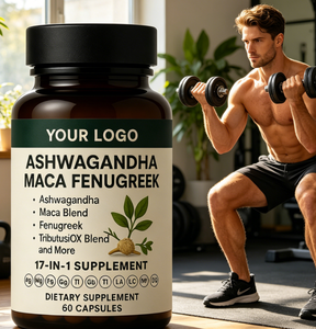 Capsules <span class=keywords><strong>de</strong></span> complexe <span class=keywords><strong>à</strong></span> base <span class=keywords><strong>de</strong></span> plantes <span class=keywords><strong>17</strong></span> en 1 Ashwagandha Maca Fenugrec pour la vitalité et l'endurance, marque privée OEM - Product Image 1