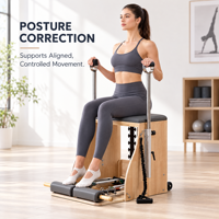 Chaise de Pilates en bois d'érable, écologique, durable, réglable, multifonctionnelle, équipement de gym avec combo 4 ressorts