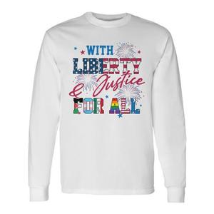T-shirt à manches longues avec inscription « Liberté et justice pour tous LGBT » - Product Image 1
