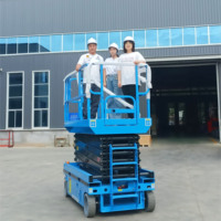 Plataforma Elevadora de Tijera Segura y Confiable de 4M-14M, Elevador de Tijera Móvil Eléctrico de 4 Ruedas Shandong