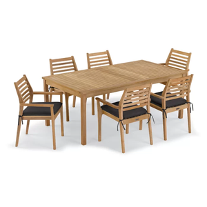 6 Seater Simple Classic Solid Wood Outside Dinner <b>Table</b> and Chairs Furniture Garden Teak <b>Outdoor</b> Dining Set - Product Image 3