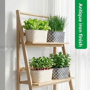 Jardinière rectangulaire longue tressée pour légumes, design vintage, en <span class=keywords><strong>plastique</strong></span> respirant, style rétro, pour balcon et usage domestique - Product Image 3