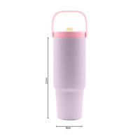 Nouvelle tasse thermos de 30 oz en acier inoxydable 304, tasse de voiture avec poignée, paille et compartiment à glace, anti-fuite, pour boissons