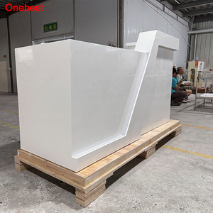 Chiết Trung Móng Tay Salon Spa Văn Phòng Công Ty Xây Dựng Bàn Tiếp Tân LED Corian Rắn Bề Mặt Phía Trước Truy Cập - Product Image 5