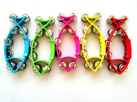 Wholesale Orff Percussion Instrument Colorful Plastic Fish-Shaped Double Row Hand Shaking Bell Musical Instrument Tambourine