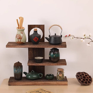 Wooden Desk Storage Rack 3 Tier Solid Wood Multi Layer Cosmetic Organizer Display <b>Shelf</b> For <b>Desktop</b> Use - Product Image 1
