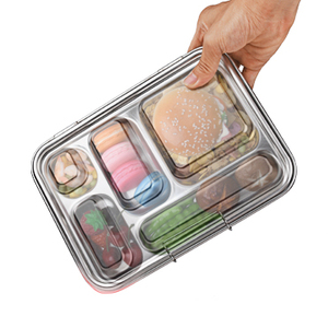 2022 Aohea Insulated Thermal Plastic Bamboo Wooden 2 5 Compart Stainless Steel High Quality Bento Box Stackable Lunch Box Set