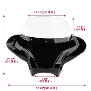 Carenado Delantero Universal Negro Tipo Batwing, Parabrisas Batwing para Yamaha <span class=keywords><strong>XV</strong></span> <span class=keywords><strong>950</strong></span> R, Carenado para Harley Suzuki - Product Image 6