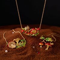Kalung Liontin Enamel Motif Alam Tanaman Hewan Warna Emas untuk Wanita, Perhiasan Cantik dan Lucu, Hadiah untuk Pecinta Taman dan Hutan