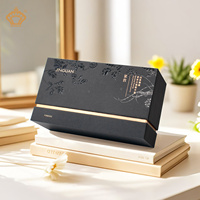 Boîte cosmétique de luxe minimaliste de qualité supérieure estampée de feuille d'or en relief UV rigide de couleur or noir emballage personnalisé fait à la main