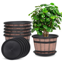 Pot de fleurs rétro en plastique imitation bois, durable, épaissi, extra-large pour arbres fruitiers, hydroponie, lotus, nénuphars, classique