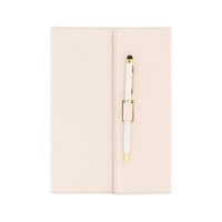 Carnet de notes A5 personnalisé avec logo, couverture rigide en cuir PU, reliure cousue, feuilles mobiles, 80 feuilles, stylo laminé, pour femme