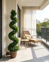 Arbre topiaire artificiel en buis torsadé en spirale de 1,2 à 1,5 m, fausse plante grimpante en pot pour intérieur, résistant aux UV, pour Thanksgiving, villa, hôtel, centre commercial