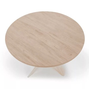 <span class=keywords><strong>Mesa</strong></span> redonda de color natural de <span class=keywords><strong>alta</strong></span> calidad con patas de metal blanco estable, perfecta para espacios de comedor de <span class=keywords><strong>cocina</strong></span>, <span class=keywords><strong>mesa</strong></span> de comedor - Product Image 4