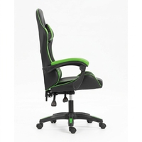 Chaise de jeu noire et verte en cuir PU inclinable, réglable en hauteur, pivotante, avec accoudoirs réglables pour salle de jeu