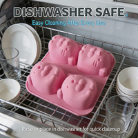 Anpassbare 4-fach Silikonform für DIY-Desserts, Seifen, Harz, Kerzen und ätherische Öle – Niedliche Cartoon-Marmot-Form, lebensmittelecht