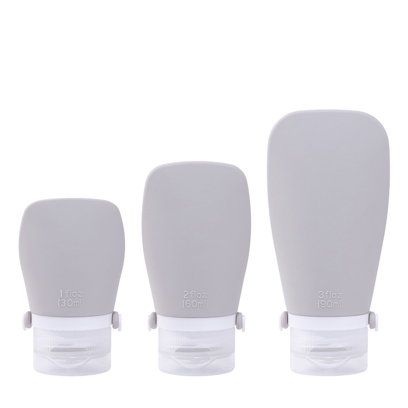 Bouteille rechargeable en silicone gris