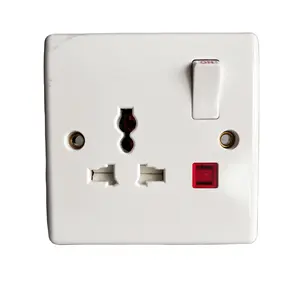 HOT SALE one gang 20A wall universal power switched socket with neon Child protection white switched socket