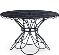 Table de repas extérieure ronde en fil de fer métallique moderne avec bord festonné pour parc, patio, jardin et balcon, mobilier de bistrot