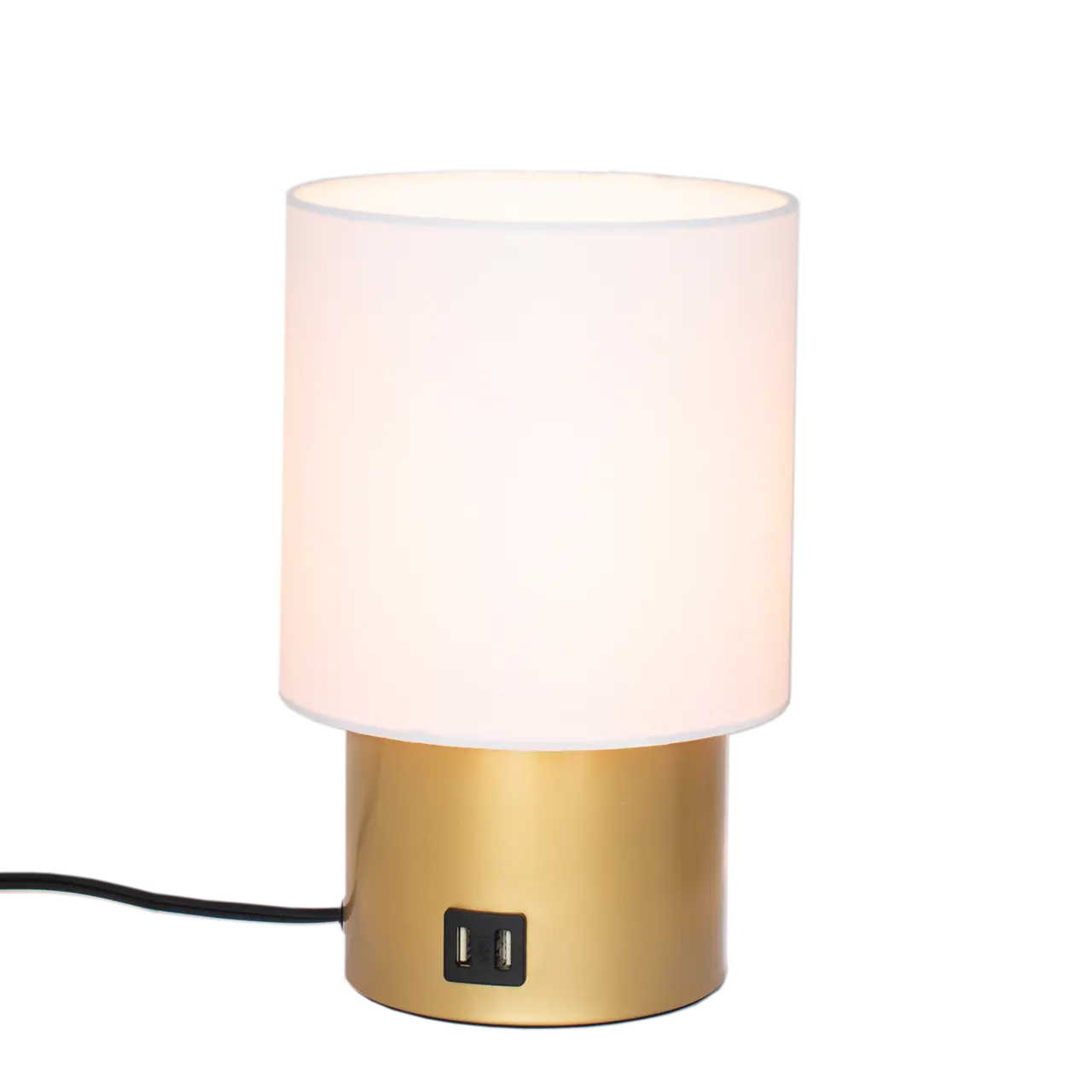 Modern Luxury Hotel Bedside Lamp Indoor Decor Metal Table Lamp With Round Fabric Shade