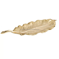 Bandeja de Servicio de Latón Antiguo con Forma de Hoja, Artesanía Metálica, Tamaño Personalizable, Venta Caliente
