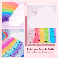 Bombes de bain effervescentes colorées en forme de nuage arc-en-ciel, au sel de mer gris biologique, parfum lait et huiles essentielles, pour enfants
