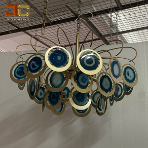 JC LIGHTING Ilumina Lámparas Colgantes <span class=keywords><strong>Artica</strong></span> de Cristal Azul Turquesa y Ágata para Dormitorio - Product Image 2