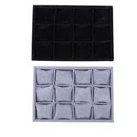 Plateau de présentation de bijoux en velours haut de gamme pour bagues, bracelets, colliers, montres, pendentifs, boucles d'oreilles et chaînes de main