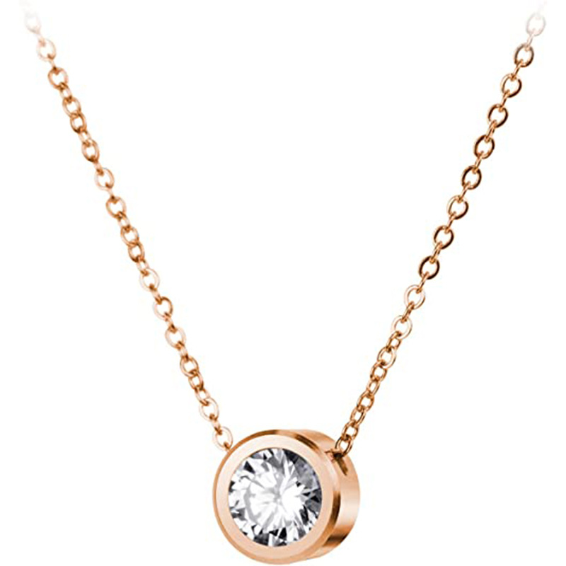 Oro rosa-singolo diamante