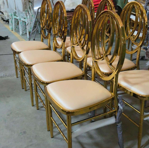 Chaises de mariage empilables modernes en fer doré de luxe pour hôtels et usage commercial - Durables et écologiques - Product Image 1