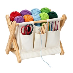Wooden Yarn Organizer Rack Foldable Knitting Needle <b>Crochet</b> <b>Hook</b> Storage Basket For Crafting Accessories - Product Image 1