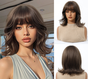 Parrucca Bob Corta Voluminosa Grigio-Marrone Best-Seller Zirou per Donne, in Seta Resistente al Calore, Densità 150%, Copertura Completa - Product Image 3