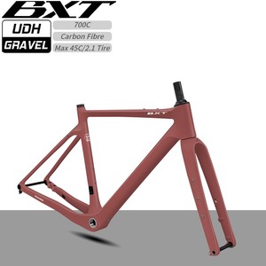 Cadre de vélo de gravier en carbone BXT 700C 58cm grande taille avec passage de câbles entièrement intégré, vente en gros OEM ODM, cadre de vélo de gravier en carbone aérodynamique 700C - Product Image 1