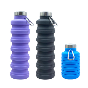Bouteille d'eau pliable en silicone de couleur unie personnalisée 700 ML, bouteille d'eau pliable en silicone sans fuite, gobelet pliable - Product Image 6