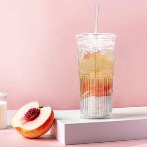 Gobelet en verre réutilisable transparent de <span class=keywords><strong>500ml</strong></span> avec paille/couvercle, vente en gros, grande capacité, jus Boba, tasse à boire - Product Image 3