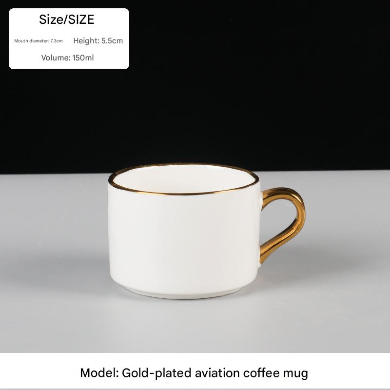Tasse à café élégante dorée pour compagnie aérienne, 150 ml