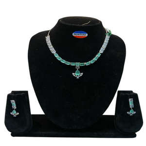 AD Necklace <b>Set</b> With Earrings For <b>Women</b> Elegant And Stylish Jewelry For Bridal Outfit Traditional Wear Wedding Functions Evening - Product Image 3