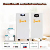 Système de stockage d'énergie Suntik 51.2V600AH LiFePO4 monté sur rack, empilable, système divisé 30kWh, hybride hors réseau et compatible réseau, protection IP65, BMS intelligent