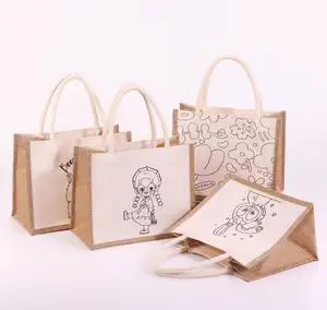 ถุงผ้ากระสอบเปล่าพิมพ์ซับลิเมชันถุงช้อปปิ้งถุงใส่ของแบบใช้ซ้ำได้ถุงใส่ของชำสำหรับสาวๆงานหัตถกรรมและงานแต่งงาน - Product Image 1