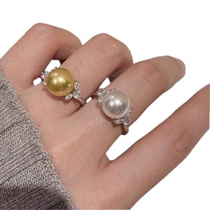 Anillo de Plata de Ley S925 con Perlas Redondas de 7-8 mm y Base Vacía para Decoración de Anillos con Diseño de Planeta Plateado, 11674 WENCHI DIY - Product Image 5