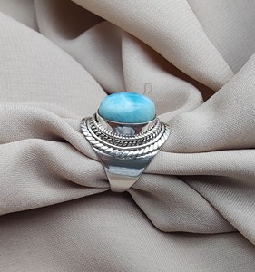Bague Larimar naturelle de haute qualité en argent Sterling 925 fait à la main bijoux en pierres précieuses ovales pour les mariages fêtes prix de gros pour - Product Image 5