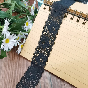 Stock di fabbrica bianco nero 3.5 cm tessuto di pizzo elastico ricamato ciglia materiali per accessori per capelli - Product Image 2