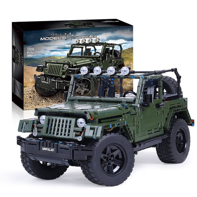 RC Car Wrangler Adventure Car Model Army Green Vehicle Rubicon RC Building Blocks Clamping Blocks Technology Machine